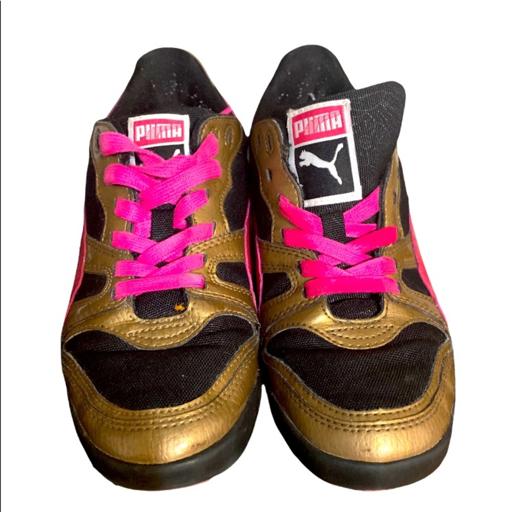 Puma Women's gym Shoes Size 8.5W Gold, Black, Pink